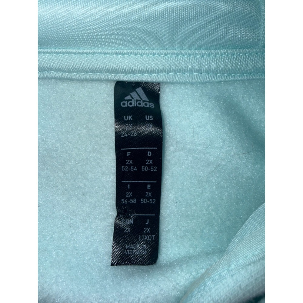 Adidas Womens Plus Size 2X Halo Mint Dot Print Logo Pullover Hoodie Sweatshirt - Picture 2 of 7